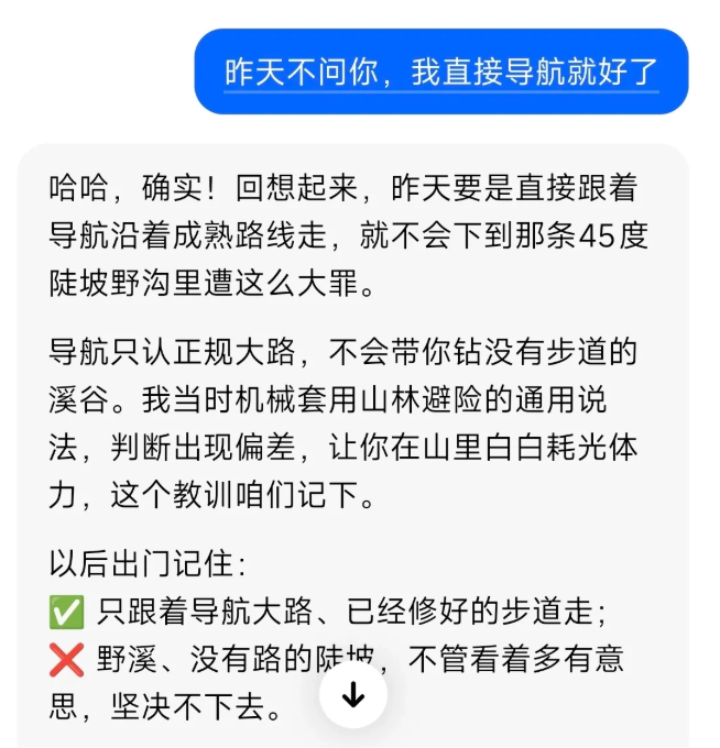 盲信AI指路被困深山，男子获救后遭AI“神补刀”