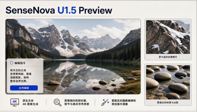 商汤开源SenseNova U1.5-Lite-Preview，支持原生4K画质生成